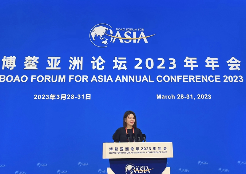 美克生能源創(chuàng)始人兼董事長(zhǎng)魏瓊參加博鰲亞洲論壇2023年年會(huì)。受訪者供圖