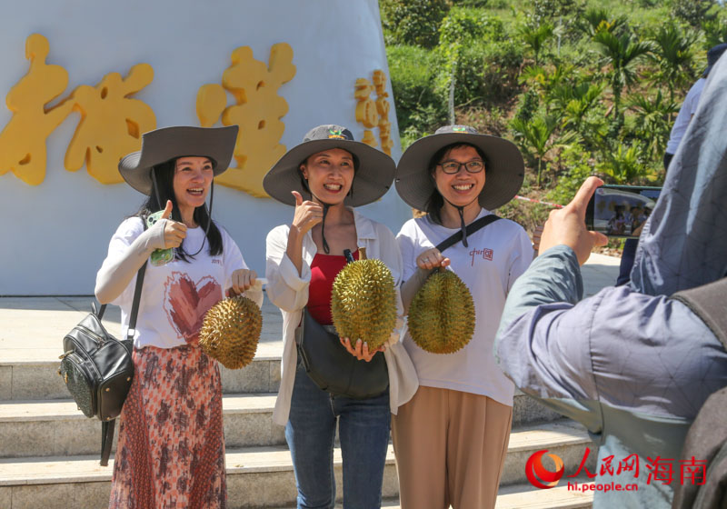 市民品嘗后“點贊”國產(chǎn)“樹上熟”榴蓮。人民網(wǎng) 牛良玉攝