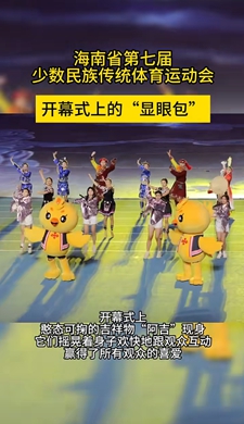 來看海南省第七屆少數(shù)民族傳統(tǒng)體育運動會開幕式上的“顯眼包”
