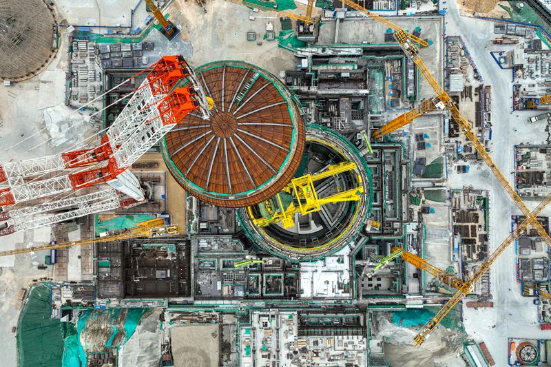 海南核電基地4號(hào)機(jī)組穹頂?shù)跹b。劉玄攝