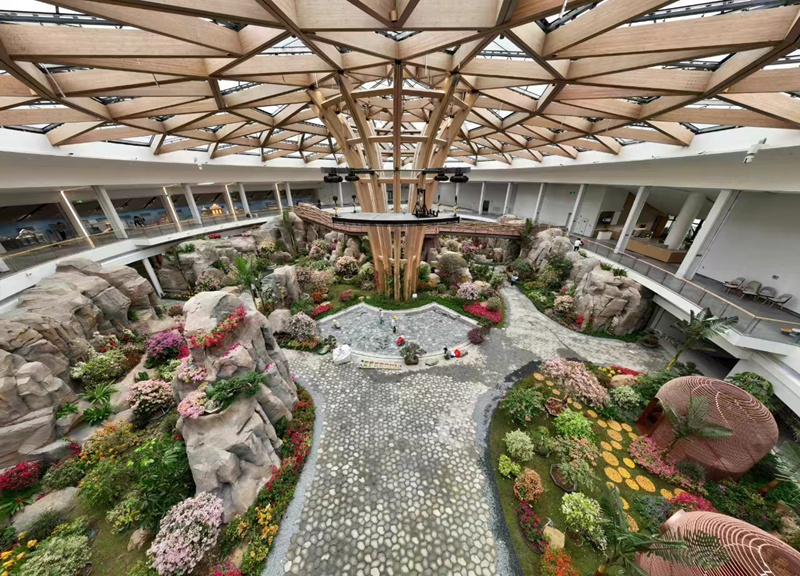 三角梅科博園迎賓塔內(nèi)景。楊春華攝
