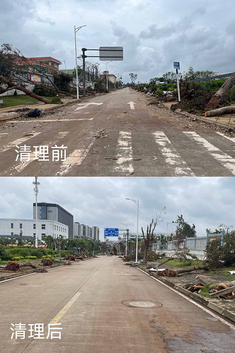 清理前與清理后形成鮮明對比，園區(qū)煥然一新。?？趪腋咝聟^(qū)管委會供圖