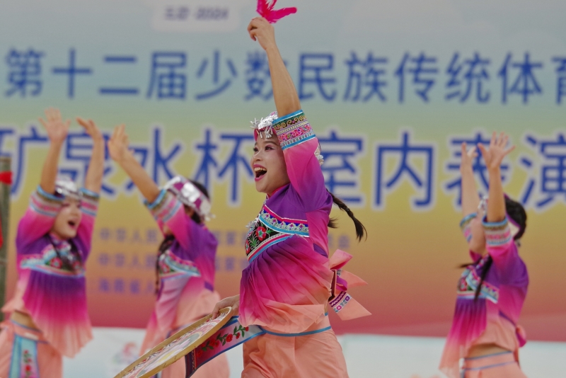 貴州代表隊(duì)《打手毽》。實(shí)習(xí)生 沙川濤攝