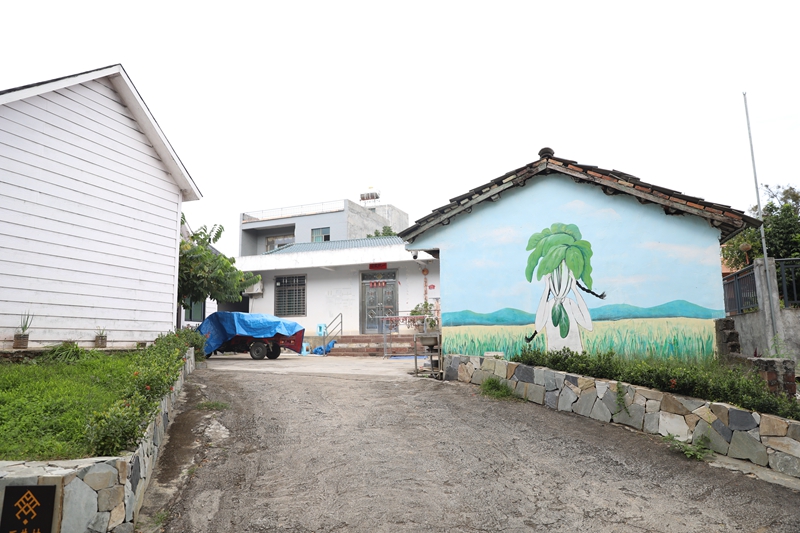 油文村委會(huì)居民房子外墻的彩繪。孟凡盛攝