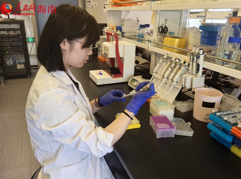 三亞崖州灣科技城，未米生物科研人員在做實驗。人民網(wǎng)記者 毛雷攝